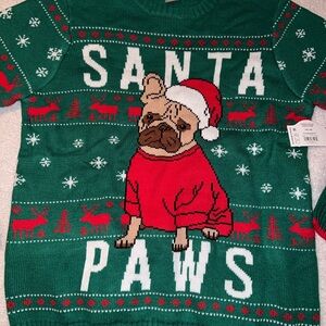 NWT Holiday Time French Bulldog Santa Paws Christmas Holiday Sweater